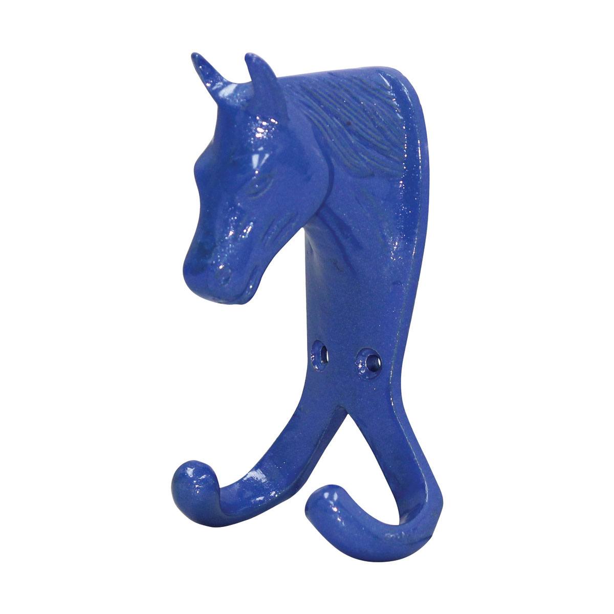Perry Equestrian Fixtures and Fittings | Perry Equestrian Horse Head Double Hook Colour Blue