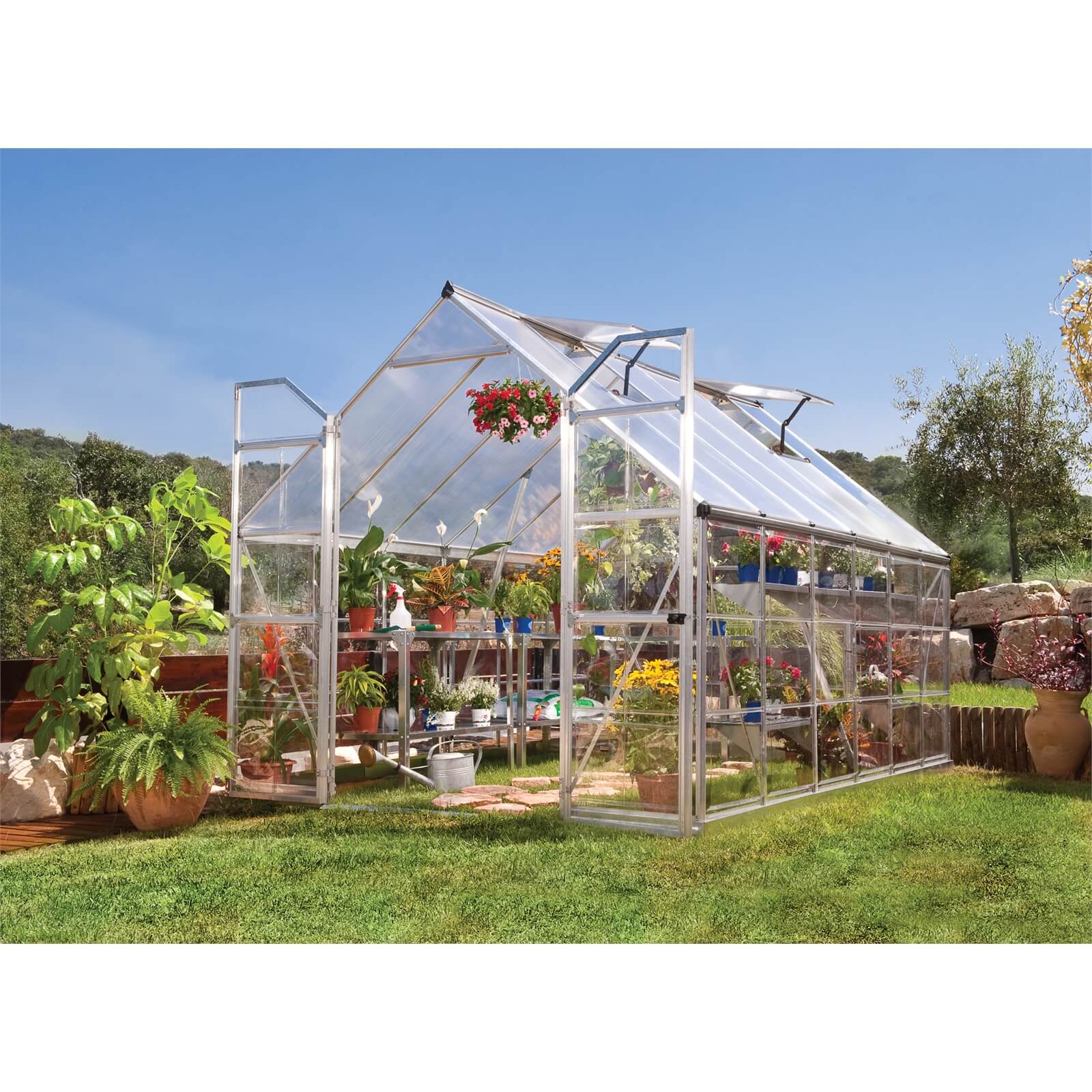 Palram 8'x12' Palram Canopia Balance Large Walk In Aluminium Framed Greenhouse (2.4x3.6m)