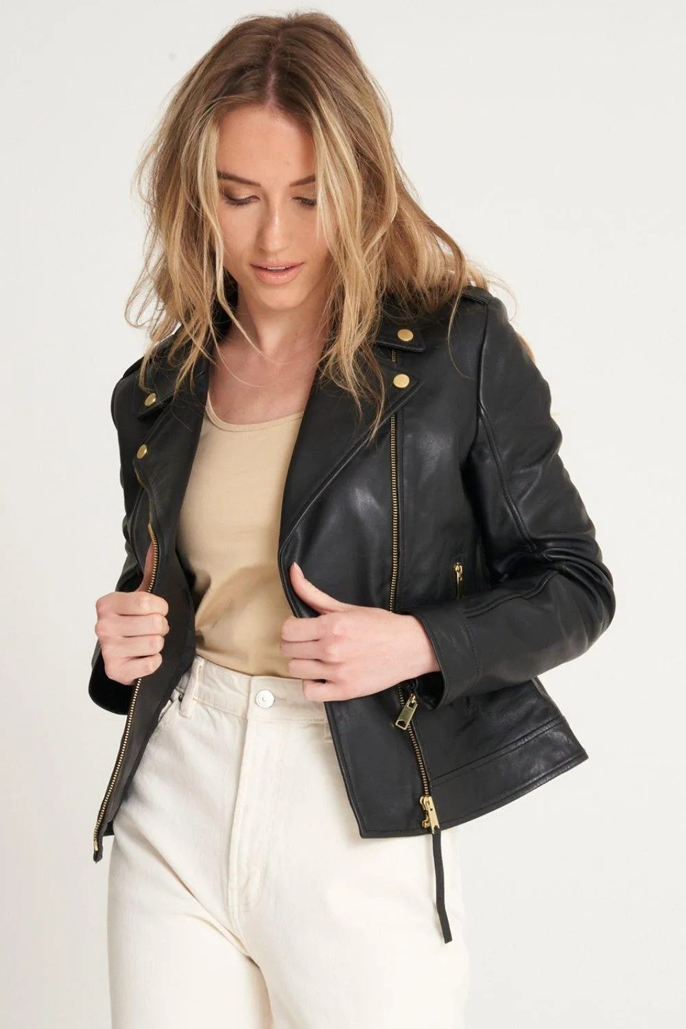 Barneys Originals Real Leather Biker Jacket
