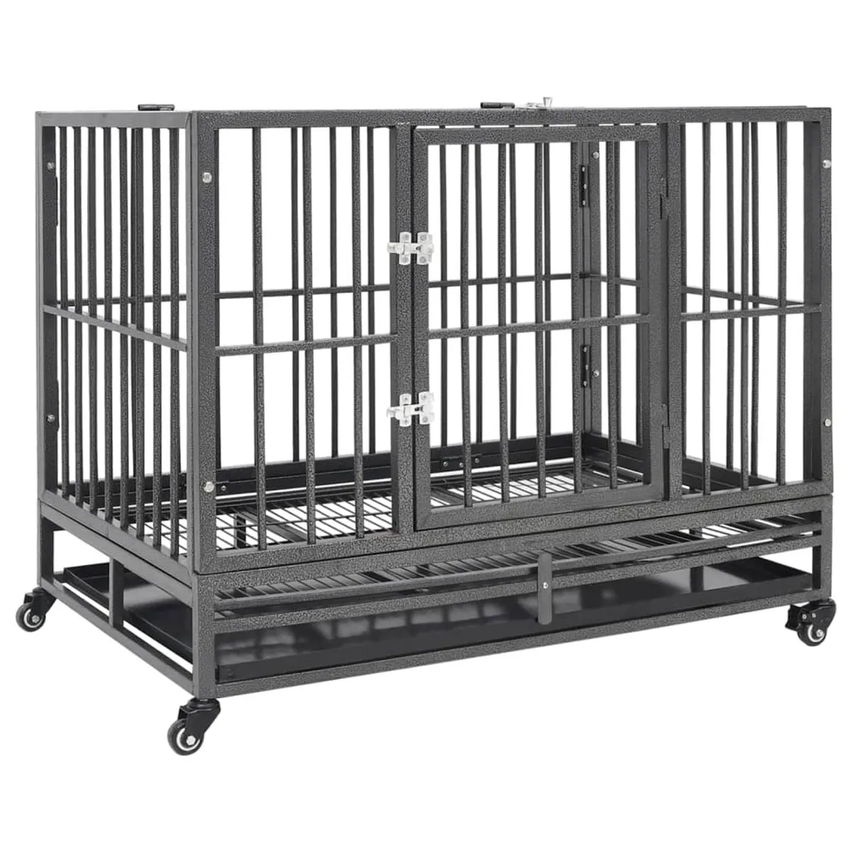 VidaXL Dog Cage with Wheels Steel 102x72x85 cm