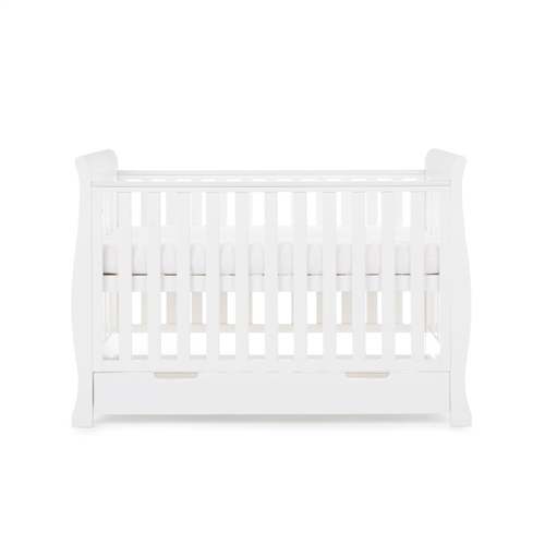  Stamford Mini Sleigh Cot Bed Including Underbed Drawer-White