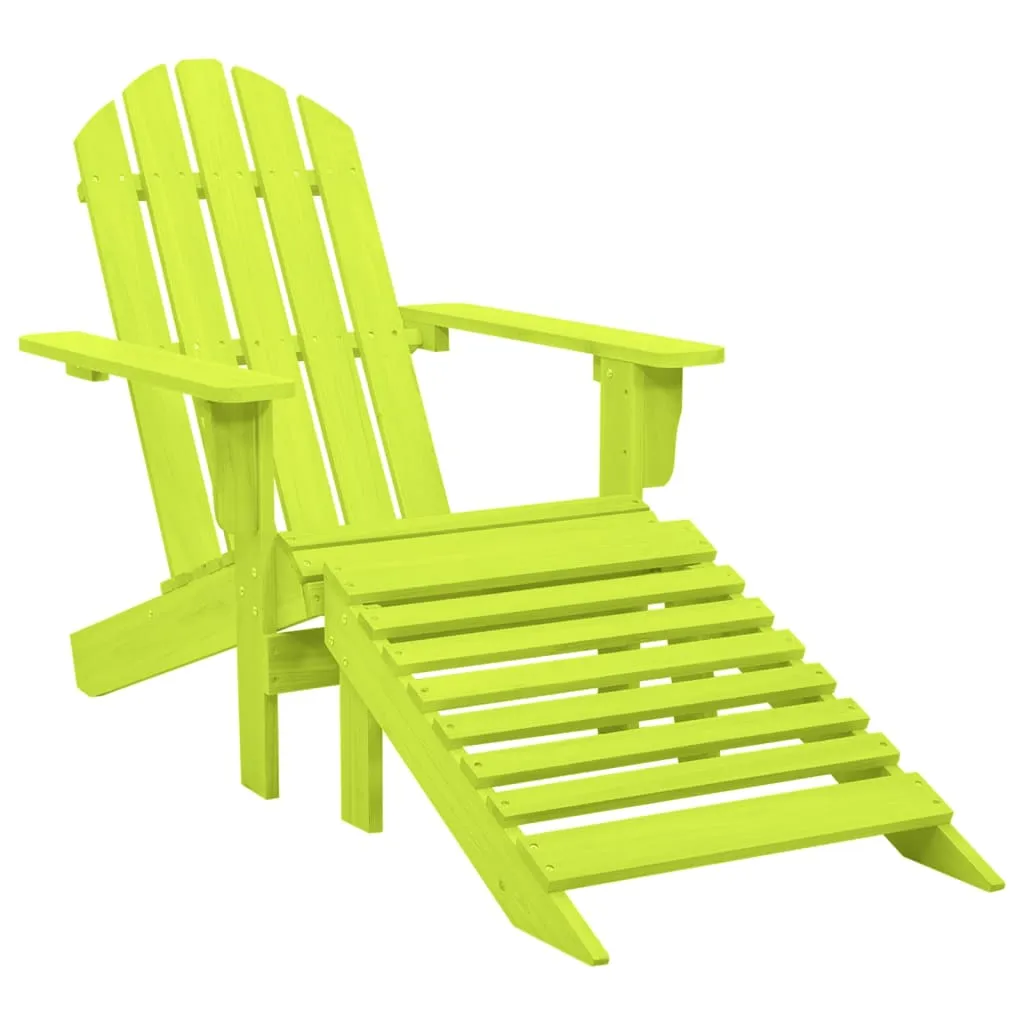VidaXL Garden Adirondack Chair with Ottoman Solid Fir Wood Green