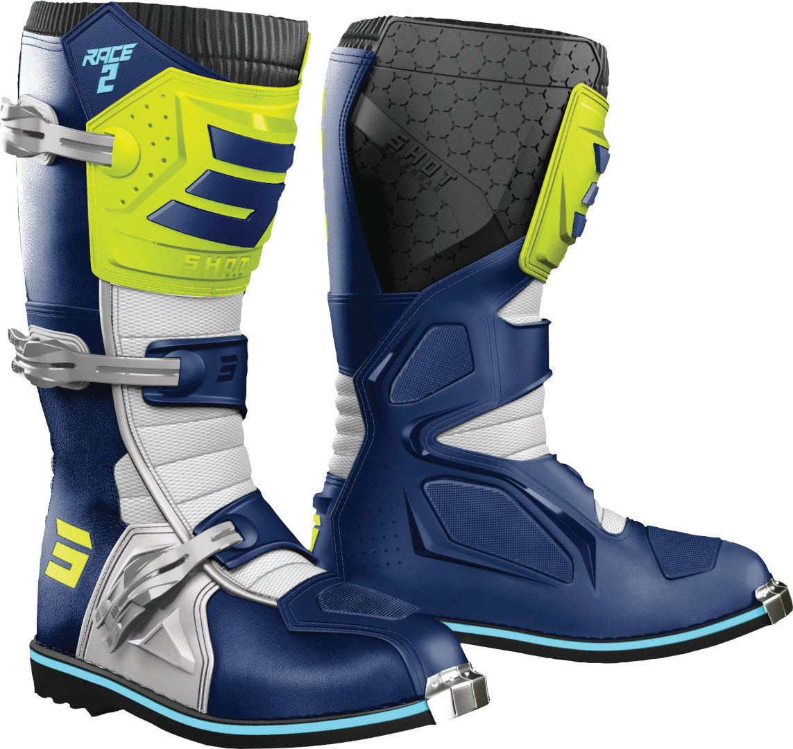 Shot Race 2 Motocross Boots, blue-yellow, Size 42, blue-yellow, Size 42