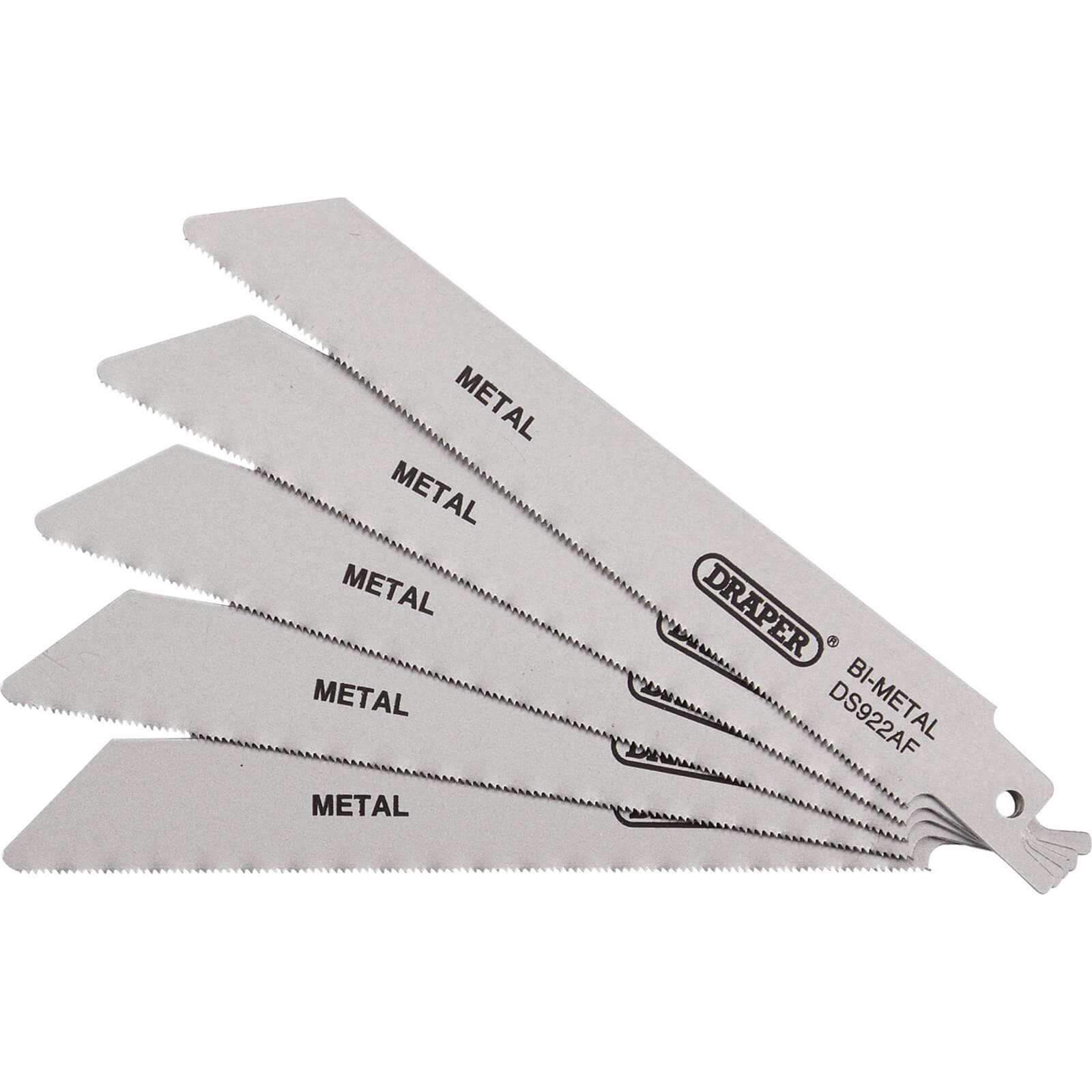 Draper Bi-Metal Reciprocating Saw Blades For Metal Cutting, 150mm, 24Tpi (Pack Of 5) 43444