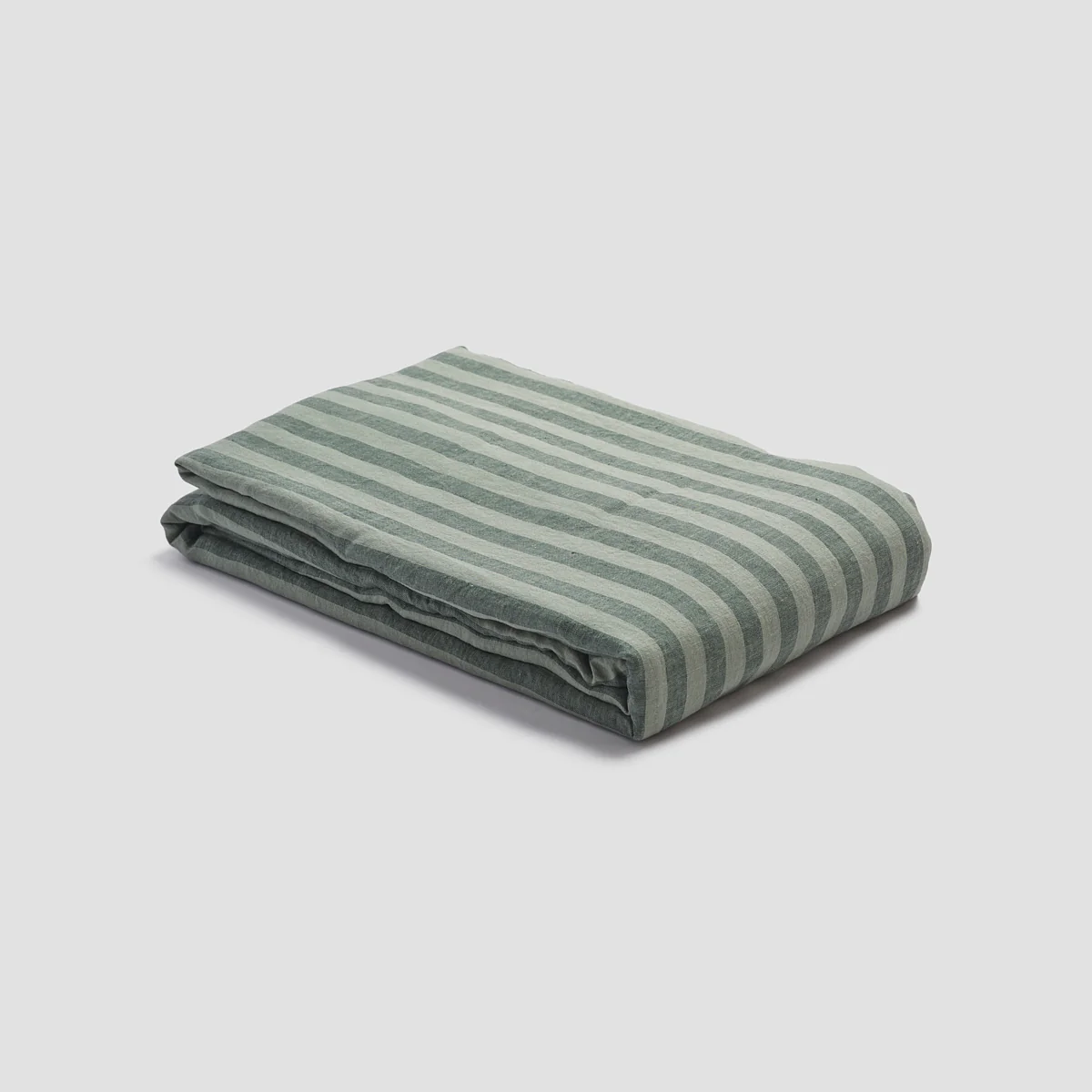 Pine Green Pembroke Stripe 100% Linen Duvet Cover | Super King | 