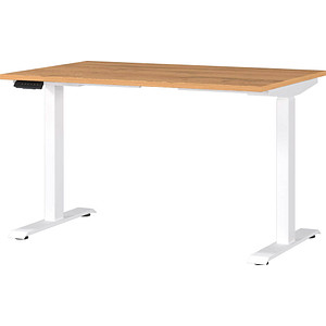 Germania Height-Adjustable Desk - Oak and White, none