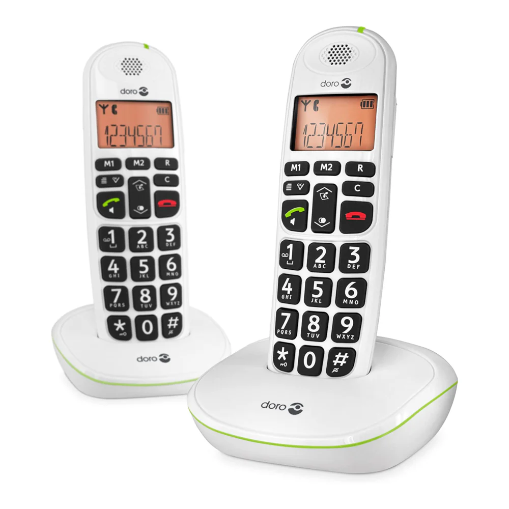 Doro PhoneEasy 100w Duo Cordless Telephone White Twin Handset