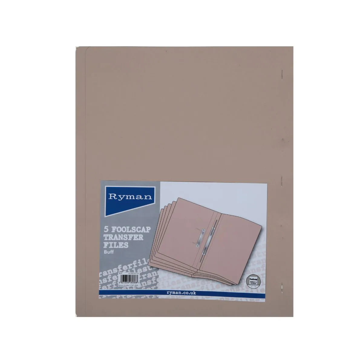Ryman Spring Transfer Files Foolscap Pack of 5, Buff