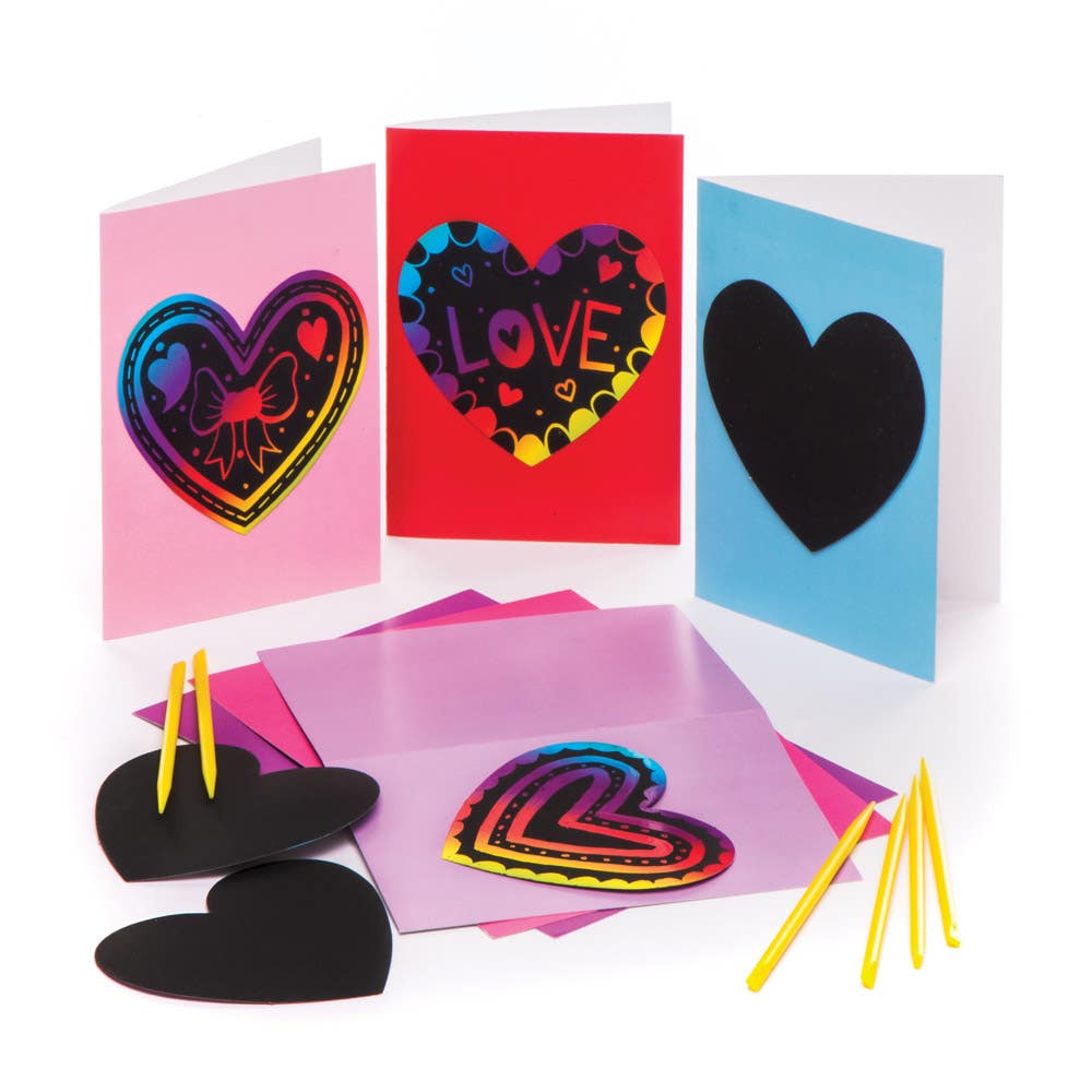Baker Ross Heart Scratch Art Greeting Cards (Pack of 6)