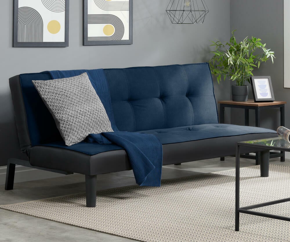 Happy Beds Aurora Blue Fabric Sofa Bed