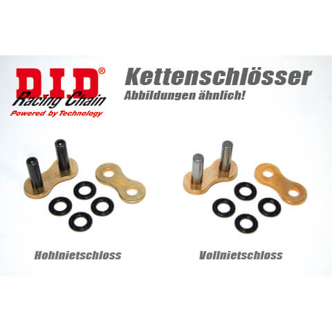 D.I.D. Hollow rivet lock 520 ZVM-X (G&G)-(ZJ), black-gold, black-gold