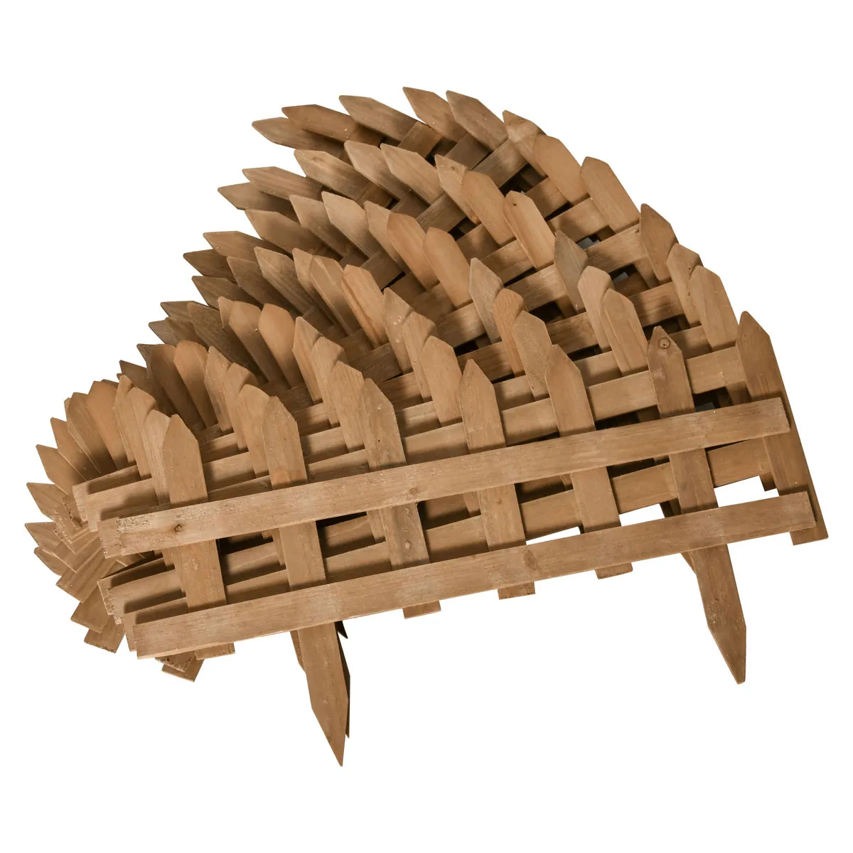 Outsunny Pack Of 12 Wooden Plant Border Fence Garden Fixed Picket Fence Brown