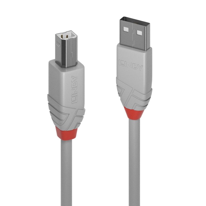 LINDY 2m USB 2.0 Type A to B Cable, Anthra Line