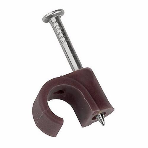 Zexum 7mm Brown Round Cable Clips (100 Pack)