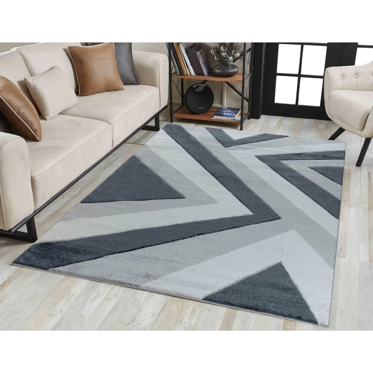 Serdim Rugs Sirdim Rugs Valencia Zig Zag Design Rugs 60 x 230cm Grey