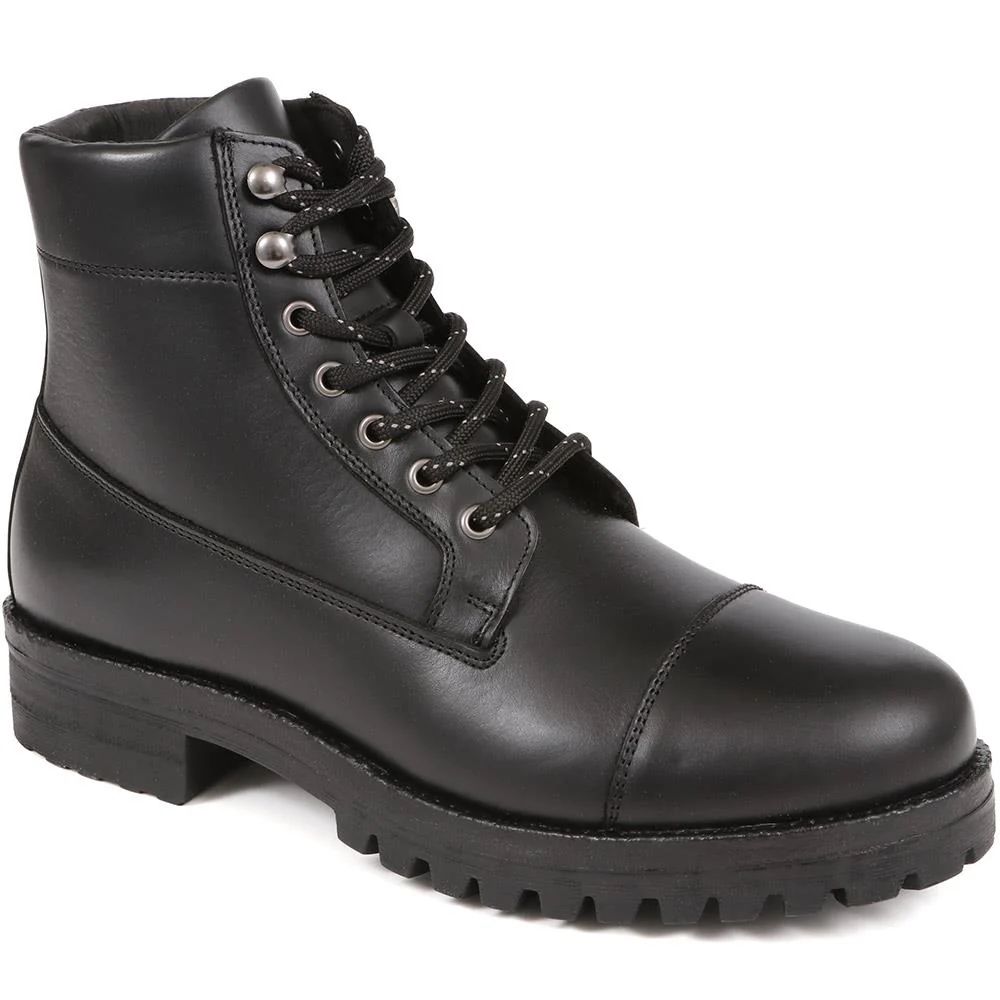 Jones Bootmaker Men's Leather Lace-Up Boots - DAEL / 324 501 - Black 11