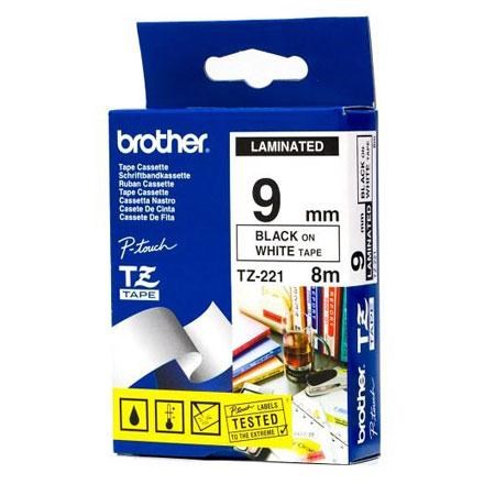 Brother TZe-221 Authentic Label Tape Self Adhesive Black Print on White 9 mm  x 8m