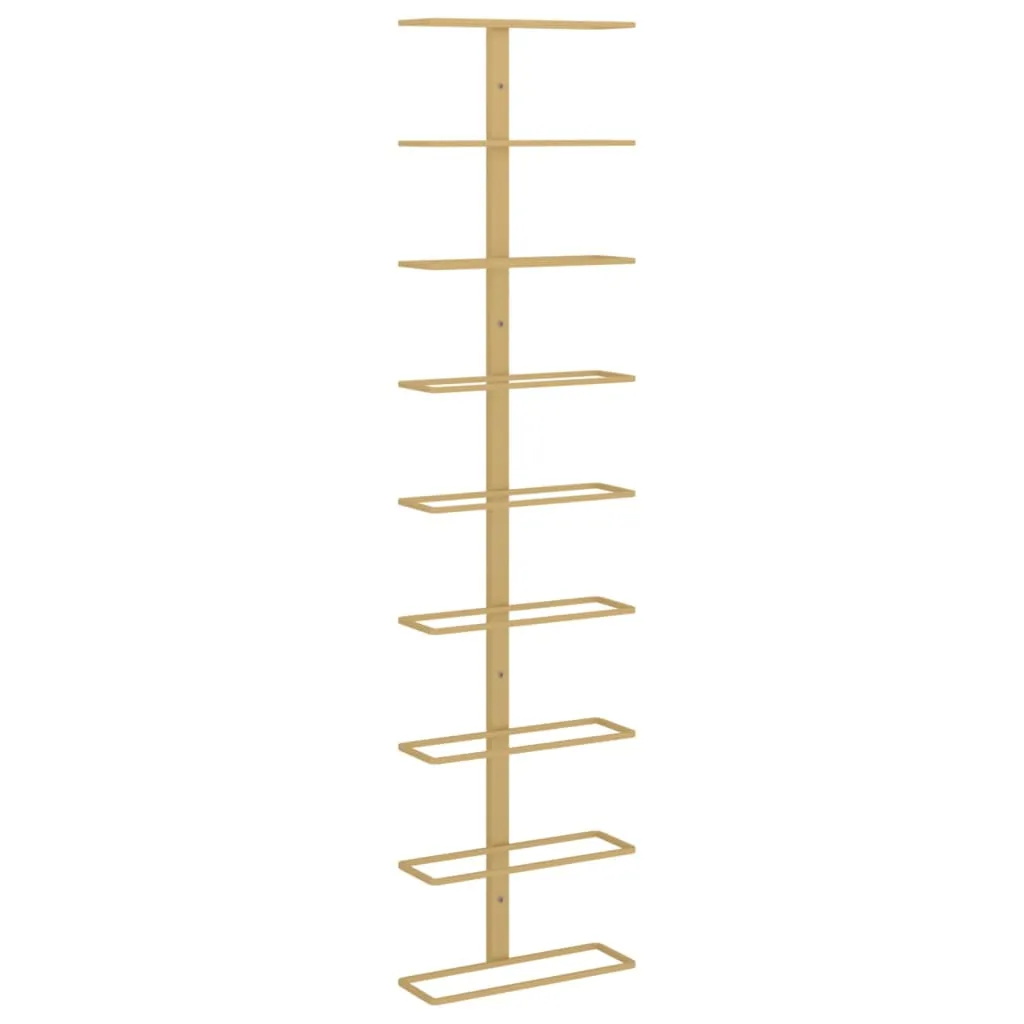 VidaXL Wall-mounted Wine Rack for 9 Bottles Gold Iron