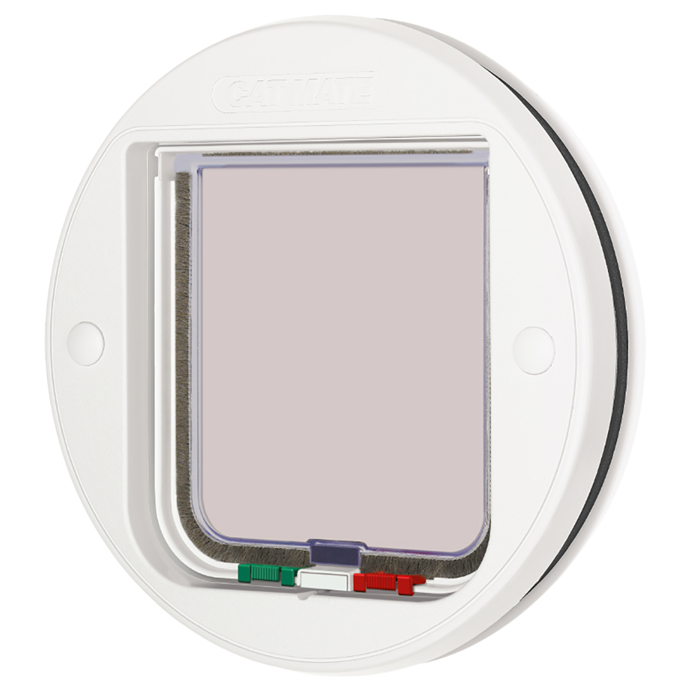 Cat Mate Glass Fitting Cat Flap - 4 Way Lock - White Cat Flap