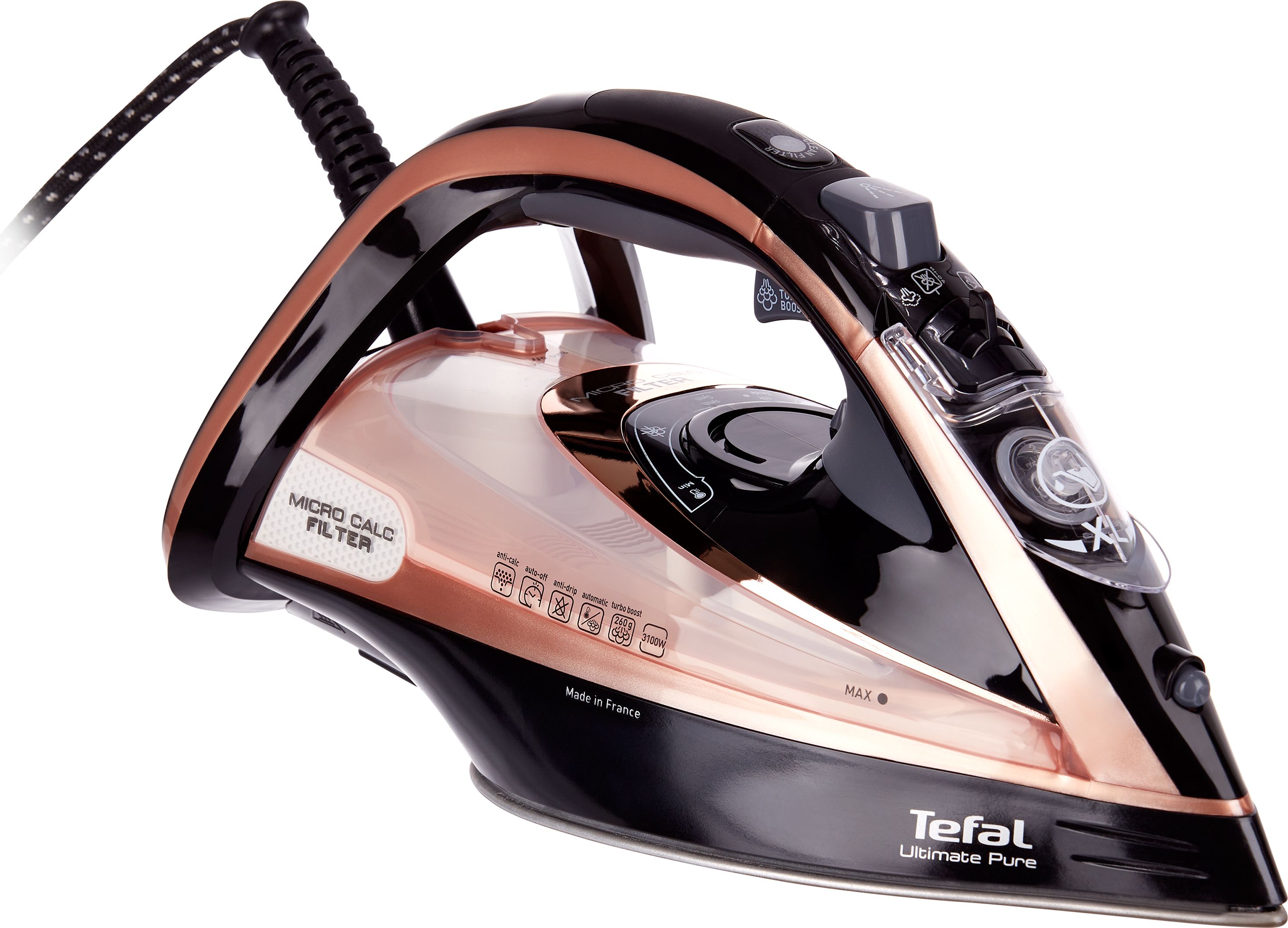 Tefal Ultimate Pure FV9845 3100 Watt Iron -Black / Rose Gold