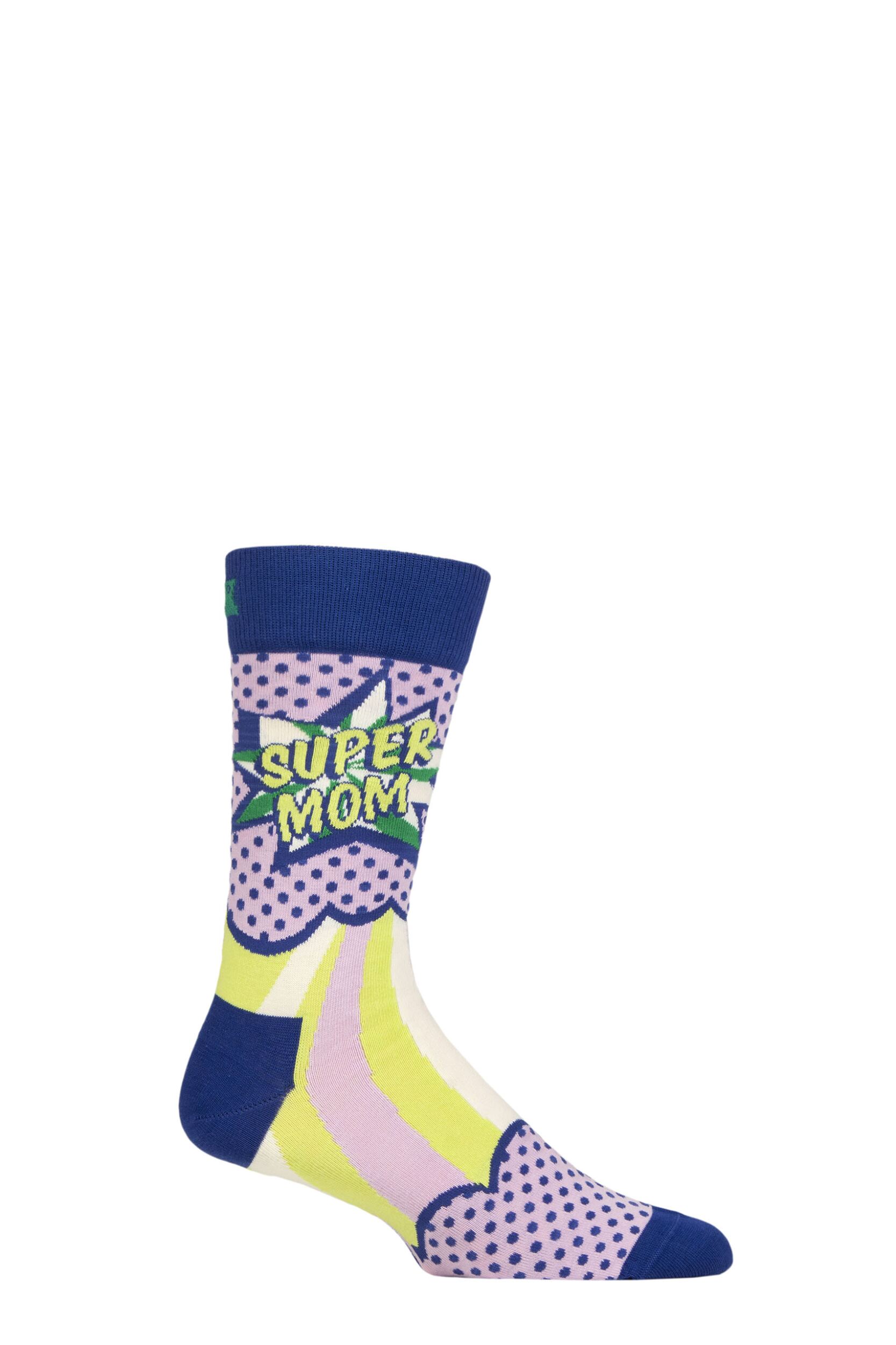 Happy Socks Light Purple Super Mom Crew Socks