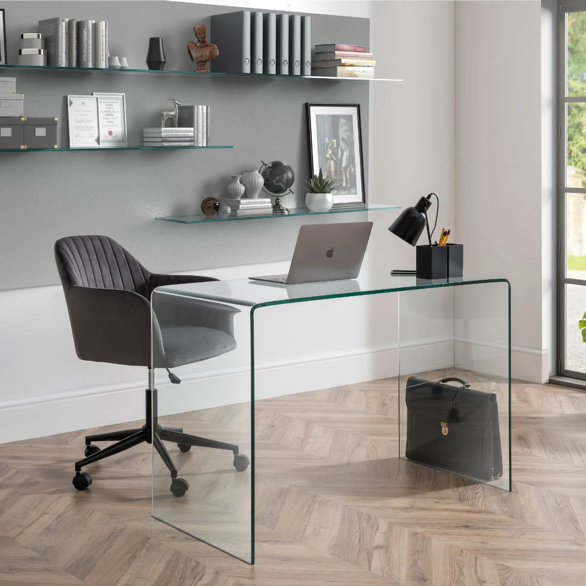 Julian Bowen Set Of Amalfi Desk And Kahlo Grey Office Chair