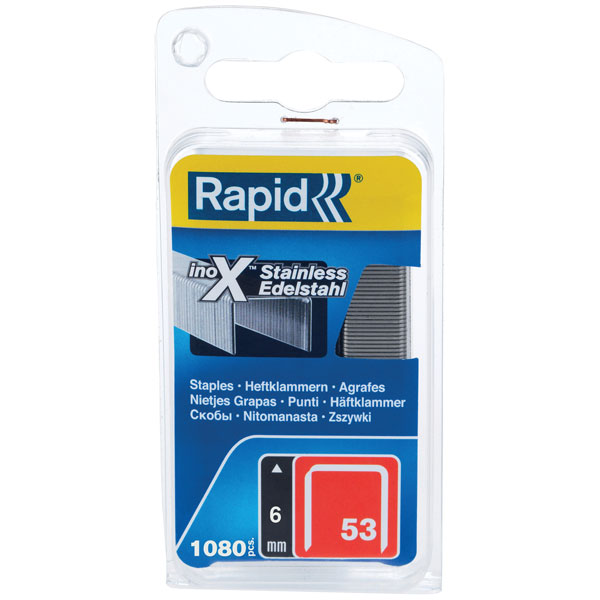 Rapid 53/12B 12mm Stainless Steel Fine Wire Staples (Box 1080)