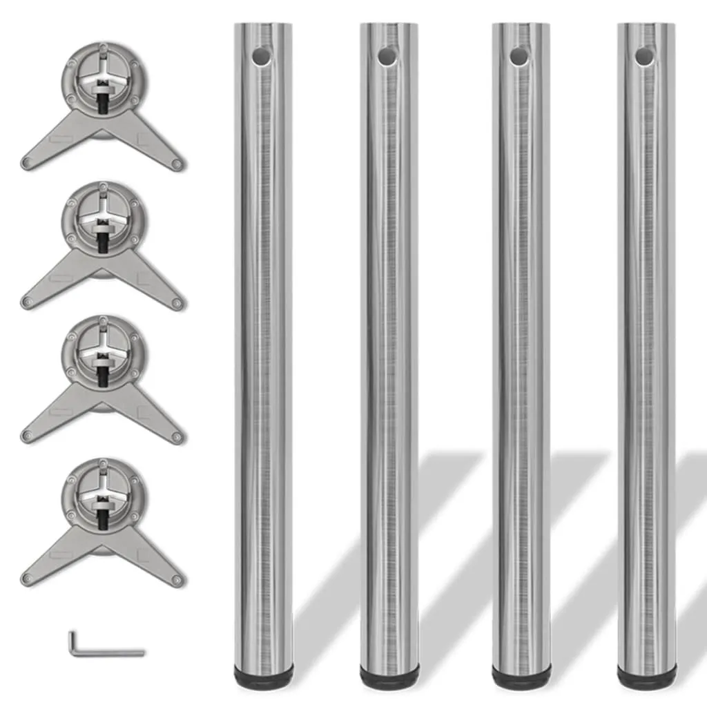 VidaXL 4 Height Adjustable Table Legs Brushed Nickel 710 mm