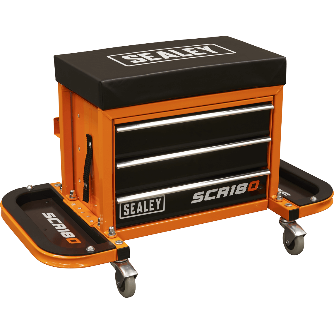  Mechanics Rolling Tool Box Seat Orange 670mm