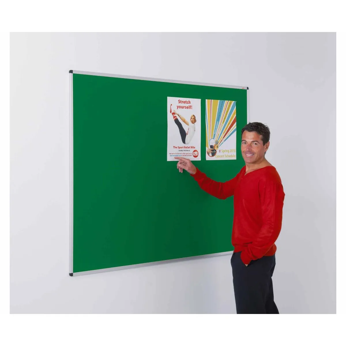 Metroplan Metroplan Aluminium Framed Felt Noticeboard 1200 x 900mm, Green | Conference Supplies & Presentation Equipment > Notice Boards > Fabric Pin Board