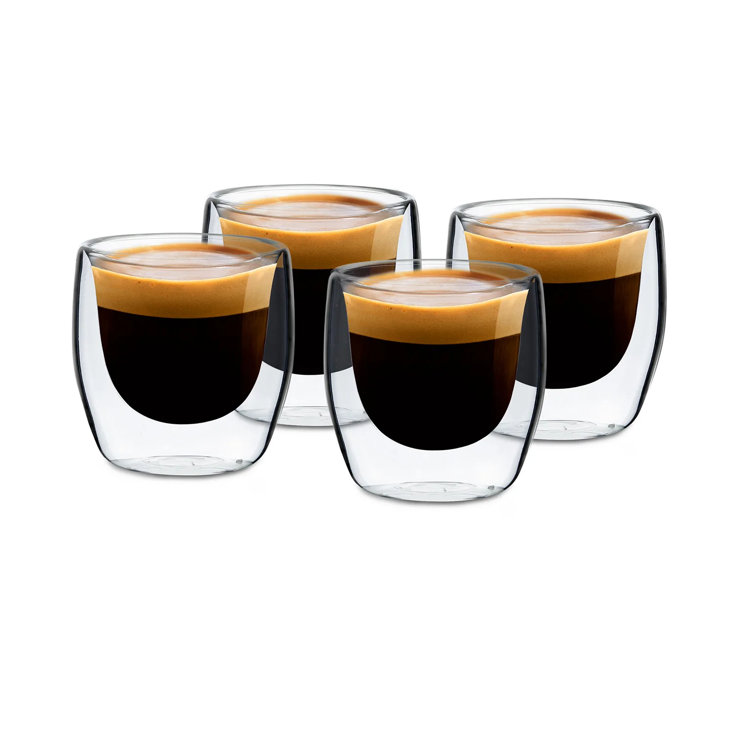 4 Piece 80ml Glass Coffee Glass Set brown