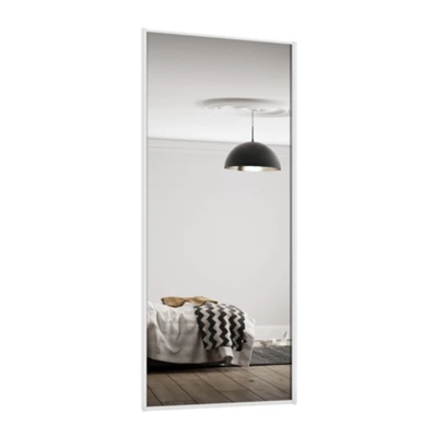 Spacepro Sliding Wardrobes Full Length Mirror White Frame Single Panel Mirrored Door, (H) 2220mm X (W) 762mm