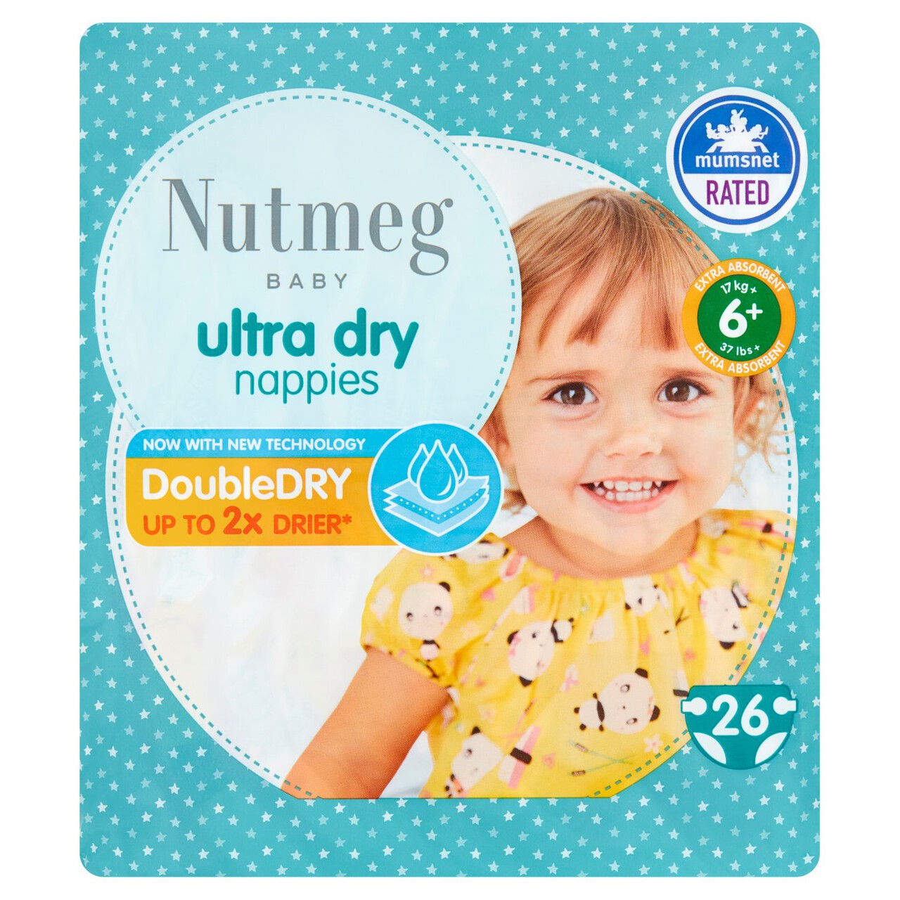 Nutmeg Ultra Dry Nappies Size 6+