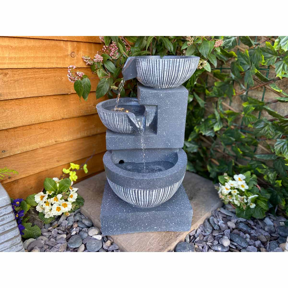 Tranquility Water Features 3 Bowl Pour Solar Powered Water Feature|
