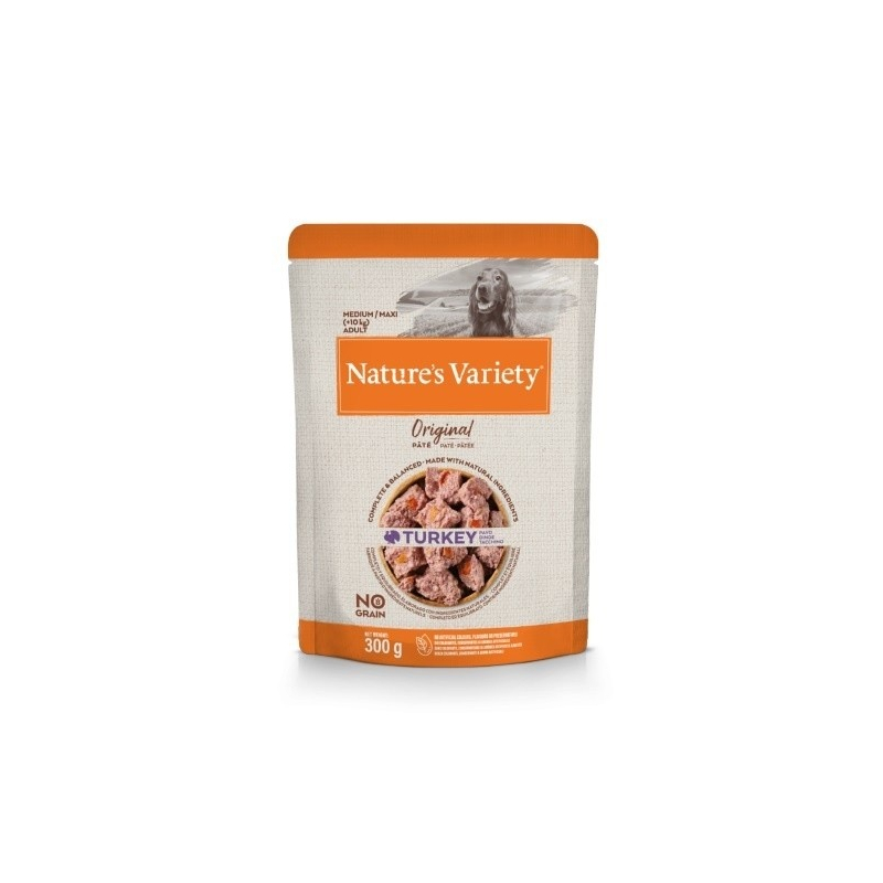 Nature's Variety 12 x 300 gr Comida Húmeda para Perros Grandes Medium/Maxi con Pavo Nature's Variety Original Paté