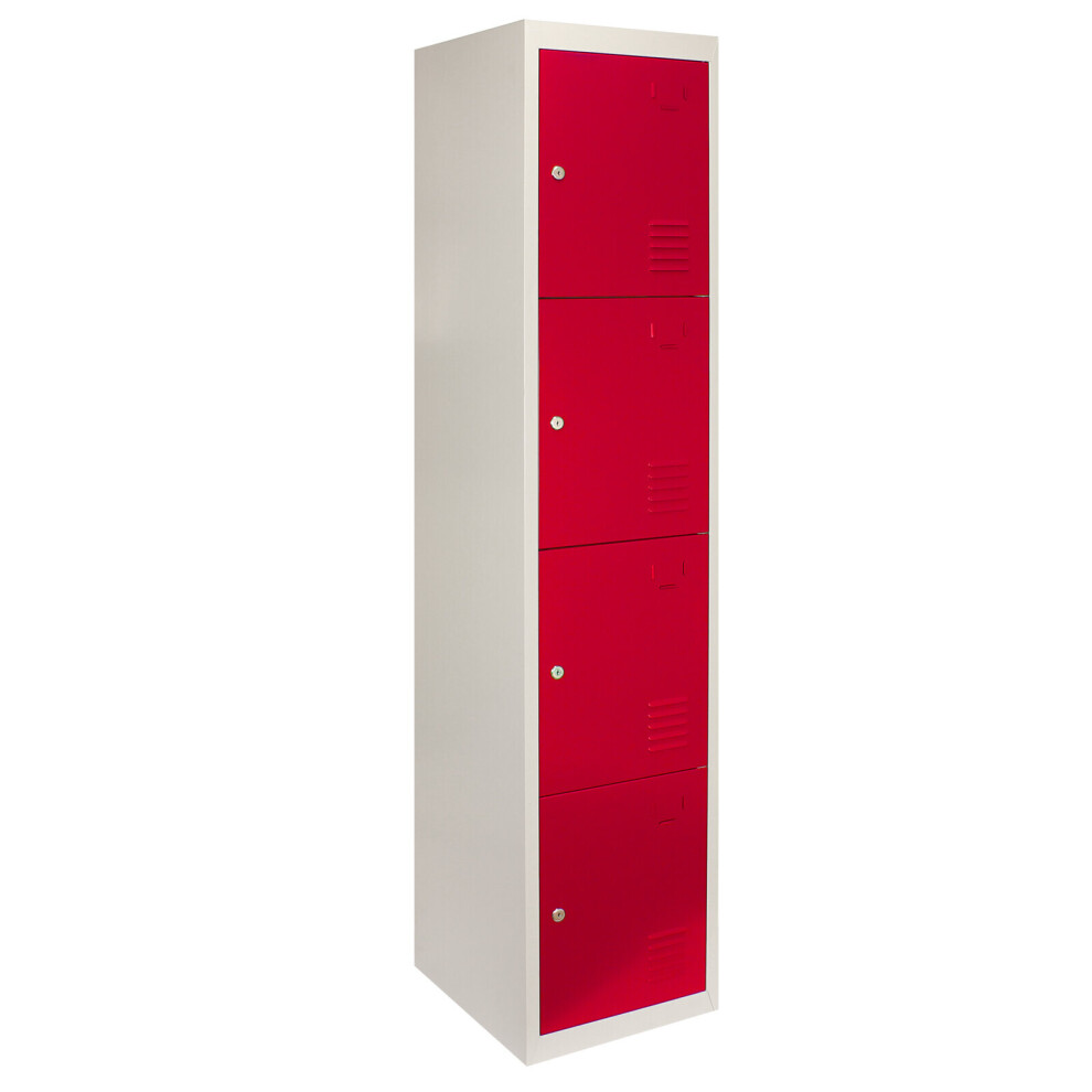 Monster Cable Metal Storage Lockers - Four Doors, Flatpacked, Red