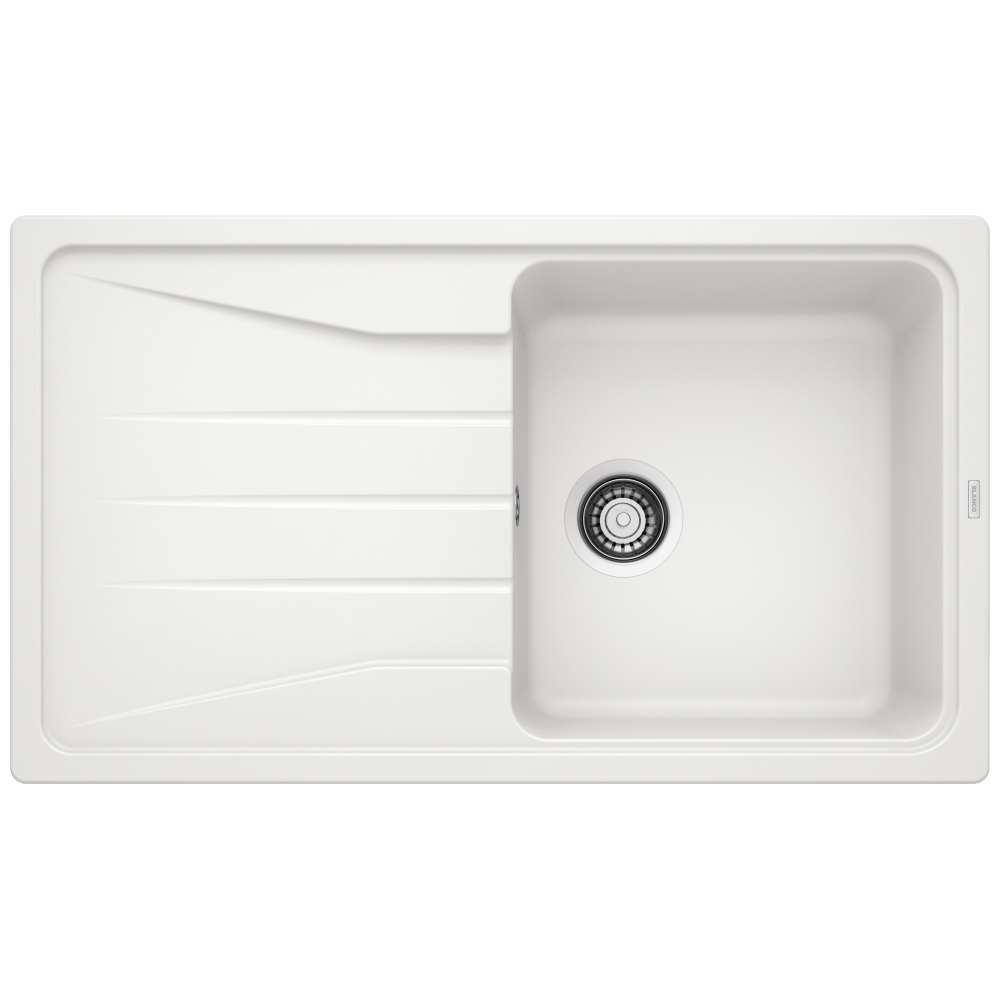 Blanco Single Bowl White Composite Kitchen Sink with Reversible Drainer - Blanco Lantos Sona 5 S Silgranit Puradur Ii