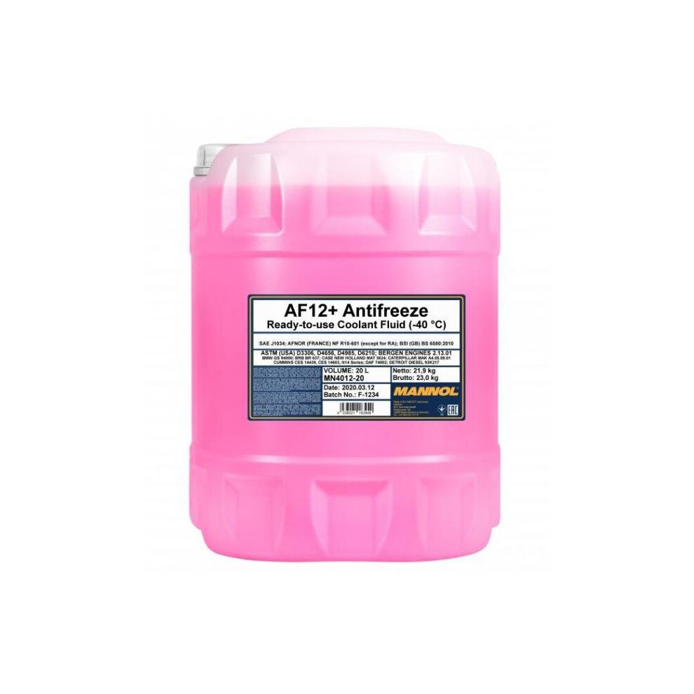 Mannol Af12+ Red Antifreeze Coolant Concentrated To -40c Longlife 20l