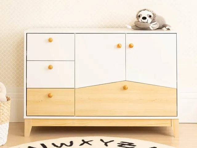 Cody White and Pine 2 Door 4 Drawer Storage Unit