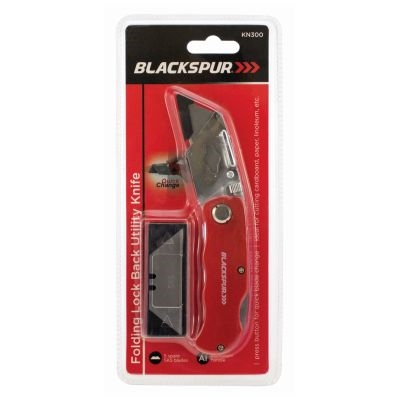 Blackspur Folding Lock Back Utility Knife With 5 Spare Blades