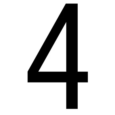 The House Nameplate Company Gloss Black Upvc Self-Adhesive House Number 4, (H)60mm (W)40mm