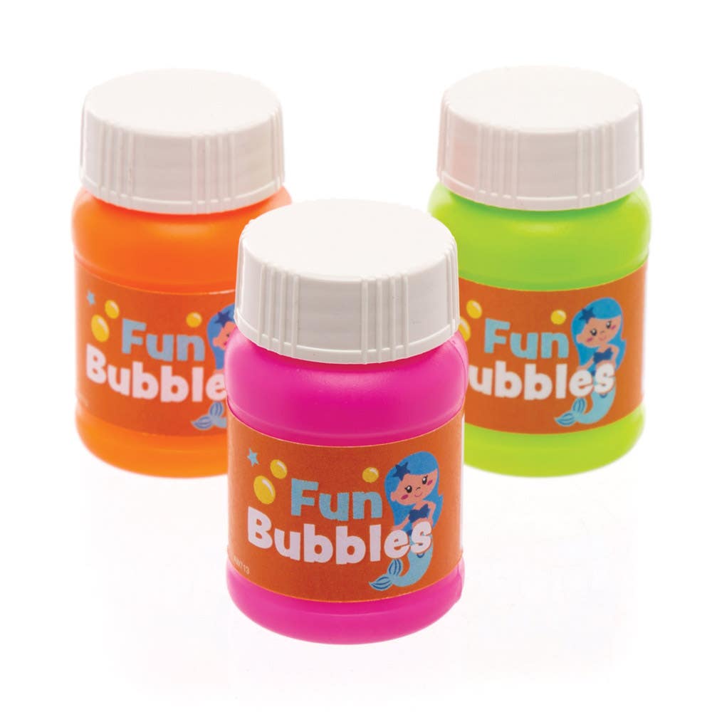 Baker Ross Mermaid Mini Blow Bubbles - 8 Prefilled Bubble Wands In Assorted Colours. Blowing Party Bubbles. Size 5cm.