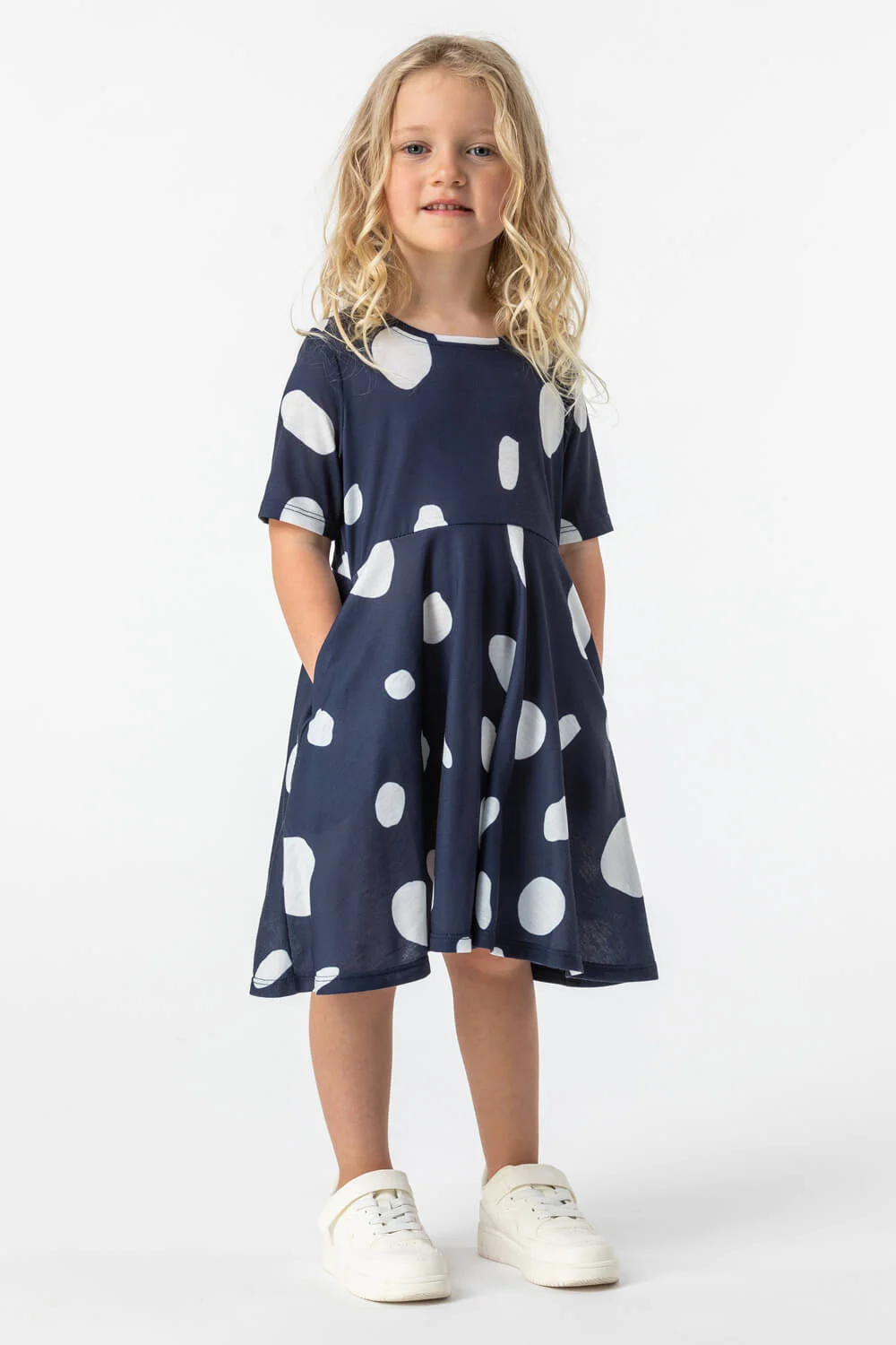 Roman Originals Girls Spot Print Skater Dress in Navy
