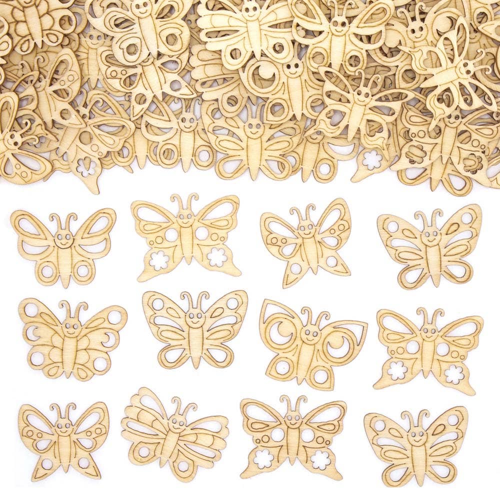 Baker Ross Butterfly Mini Wooden Shapes (Pack of 72)