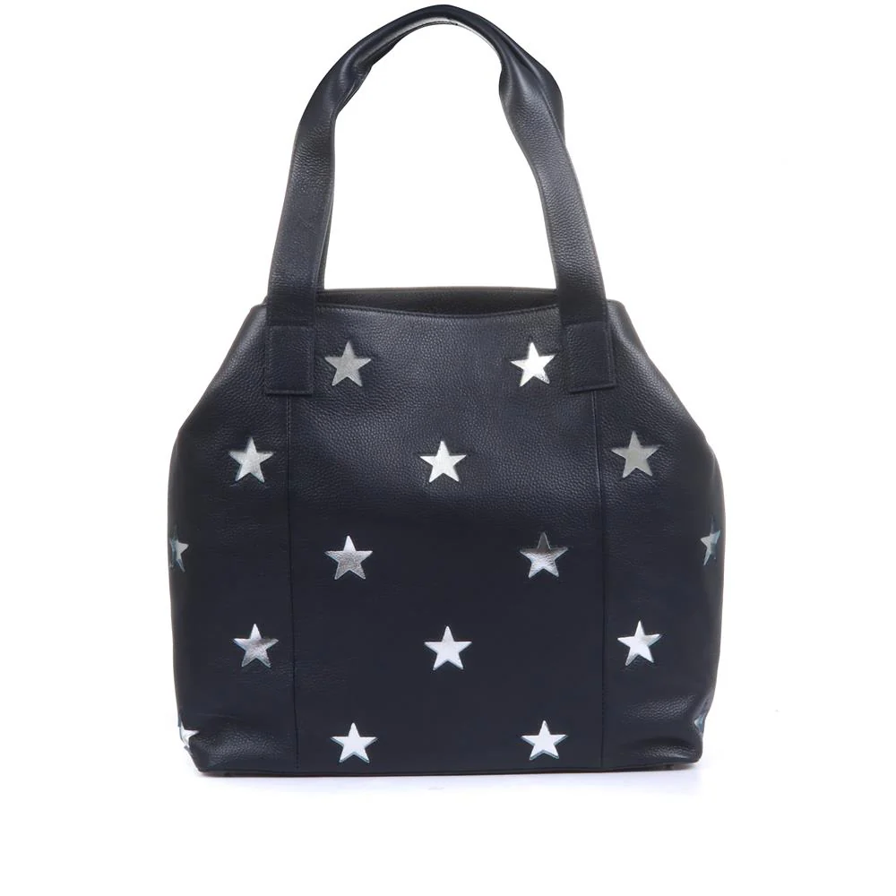Jones Bootmaker Women's Dayna Leather Star Embellished Shoulder Bag - MACO30500 / 317 148 - Navy