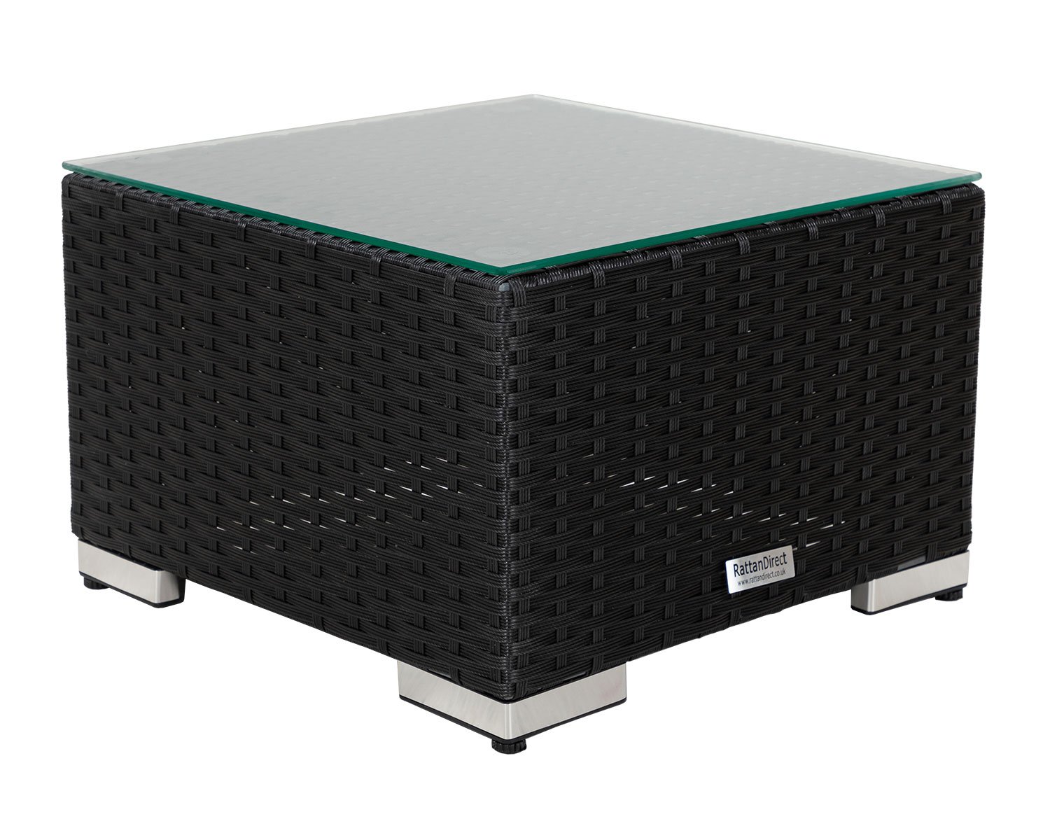 Rattan Direct Small Square Rattan Garden Side Table in Black