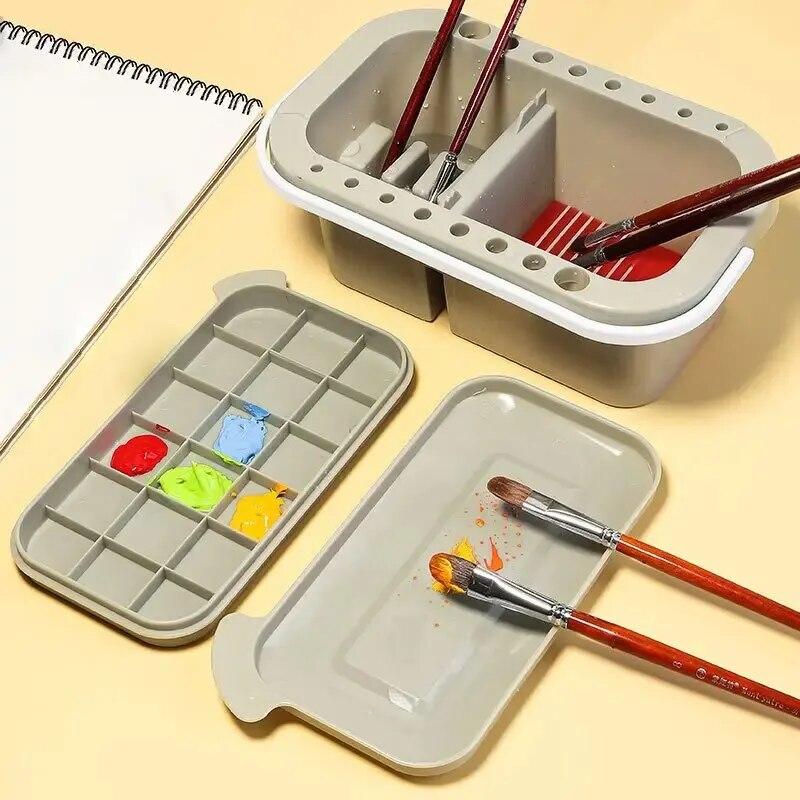 Love Home Garden 1 Gray Pen Wash Case Color Palette Pigment Box 3-in-1 Multi-functional Pen Wash Case gray