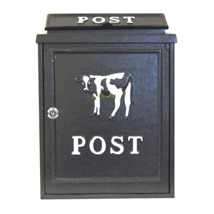 Harewood International Cast Aluminium Post Box, Black - Cow