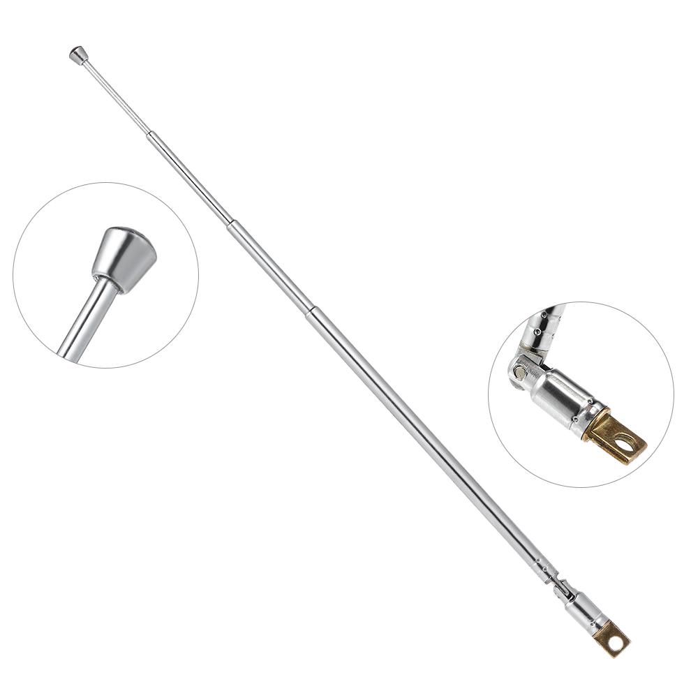 VehicleKit Telescopic FM Radio Antenna 4 Sections Chromium-plating Copper Antenna 360degrees Rotatable silver