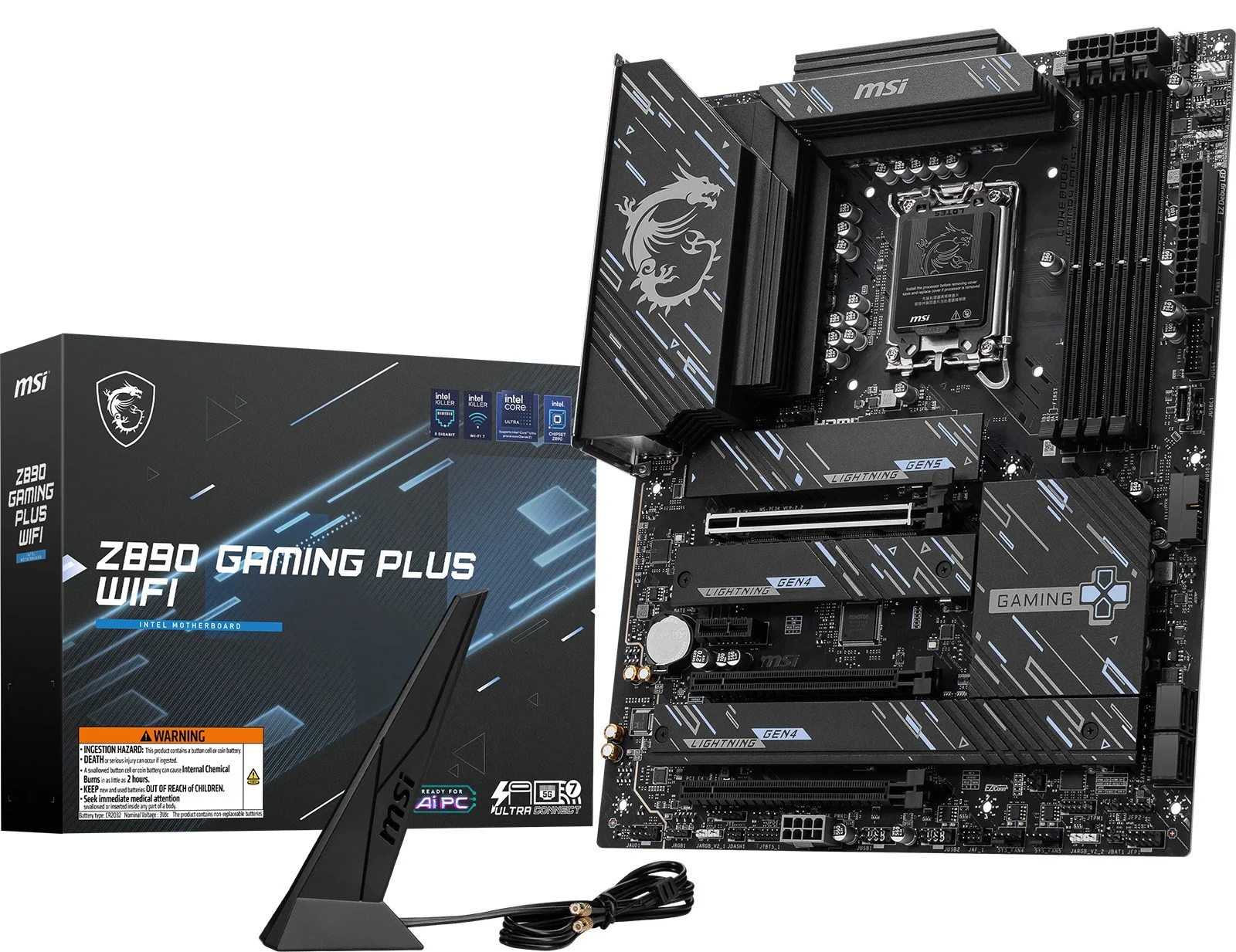 MSI Z890 Gaming Plus Wifi Intel Ddr5 Pcie 5.0 Lga 1851 Atx Motherboard